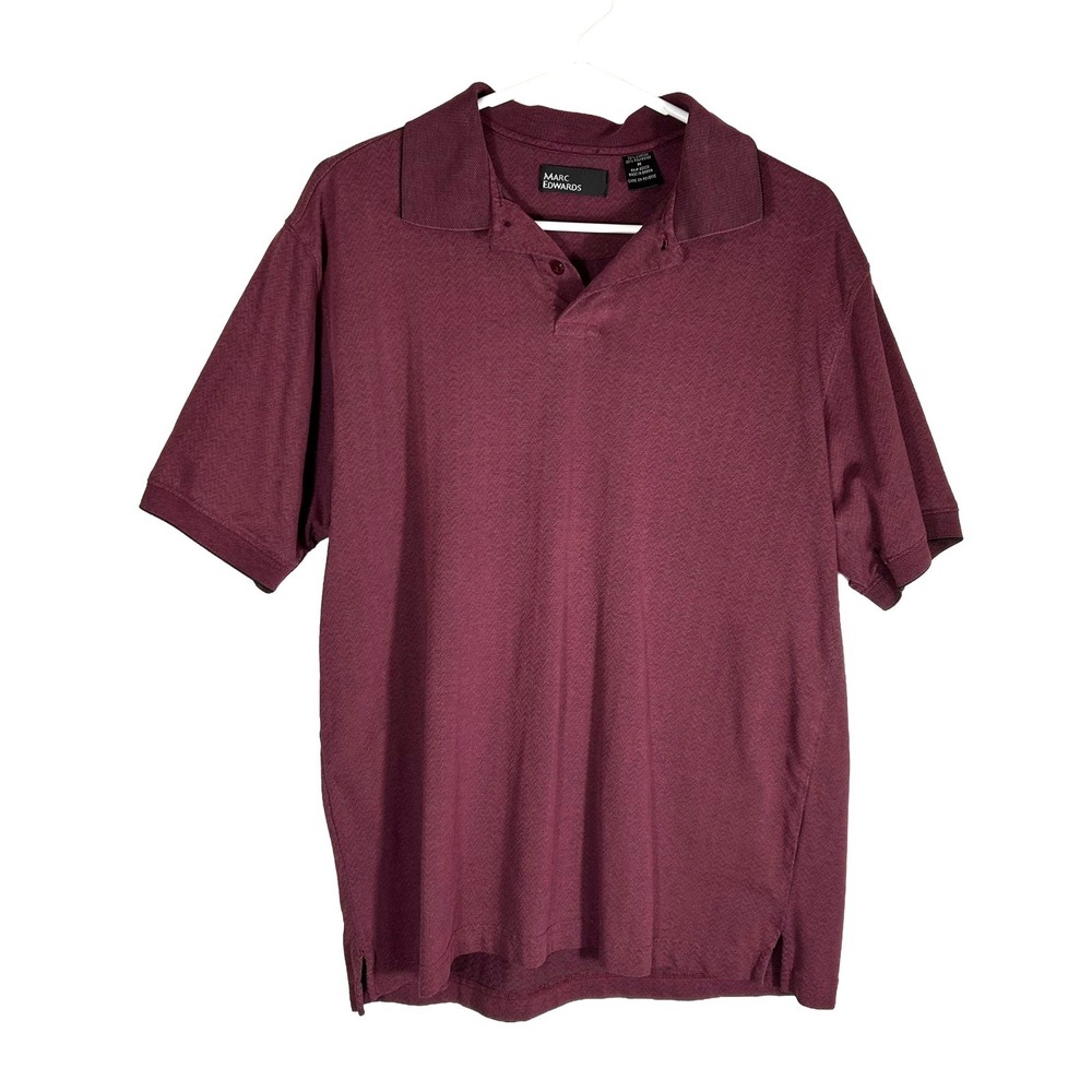Marc Edwards Mens Burgundy Chevron Textured Cotton Blend‎ Polo Shirt Size M